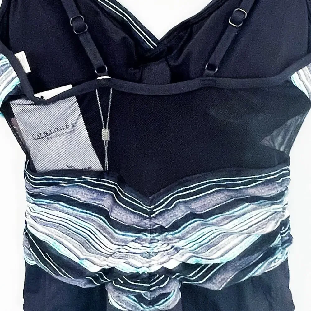 Coco Reef NEW Blue Grotto Sterling V Neck Striped Swimsuit Size 8/32 C/D - Picture 4 of 12